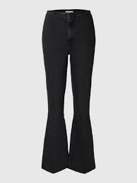 high-waisted flared jeans